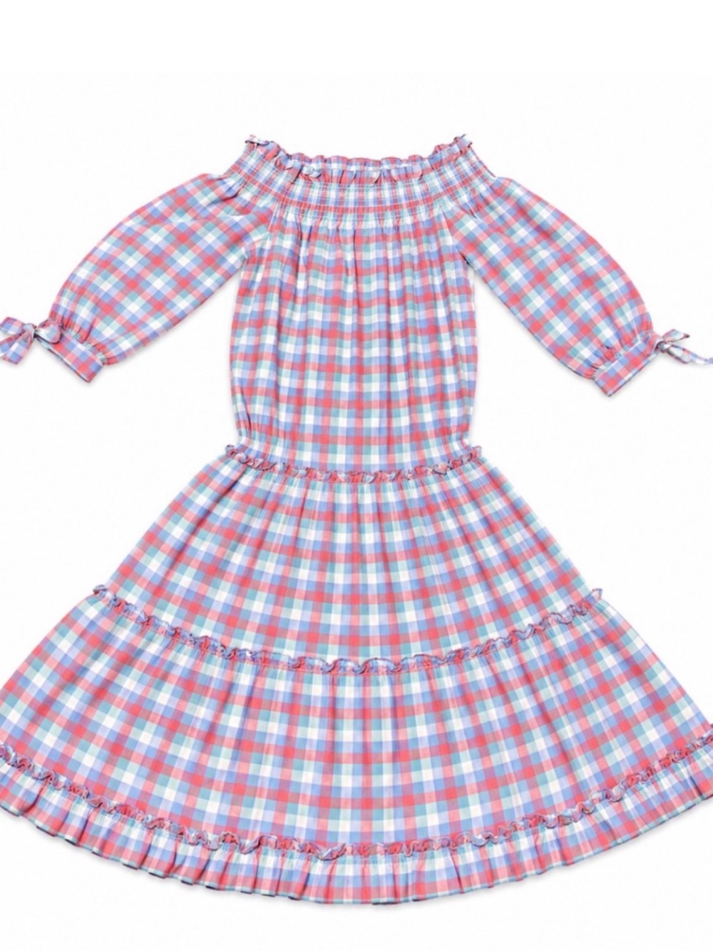 kate spade Pastel Plaid Off-Shoulder Dress Excellent Condition - Picture 2 of 10